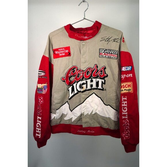 Vintage Jeff Hamilton NASCAR Coors Light Stirling Martin Racing Jacket Red/Grey